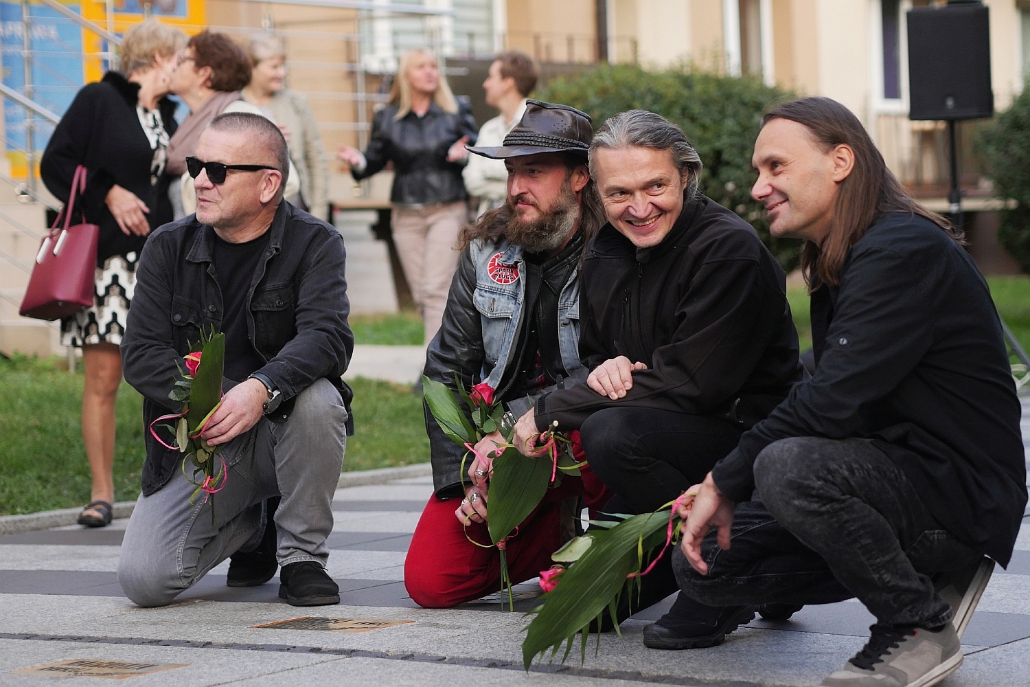 Mariusz Szalbierz, Paweł Muzzy Mikosz, Andrzej malcherek i Krzysztof Murawski na alei Bluesa w Białymstoku